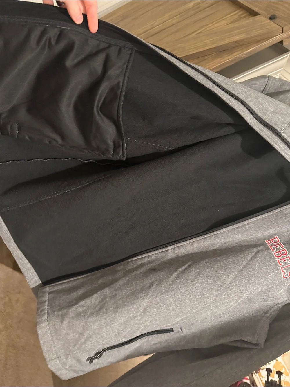 Port Authority Gray Softshell Jacket with Red & White Embroidered Logo